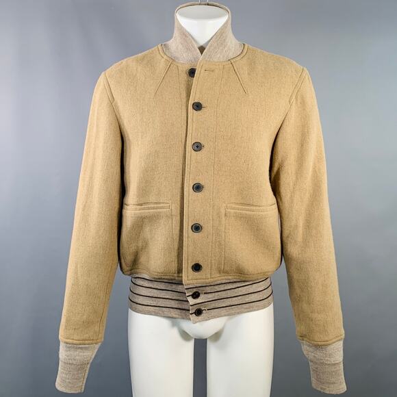 HAIDER ACKERMANN Size 38 Tan Wool Cotton Cropped Blouson Bomber Jacket - Picture 1 of 7